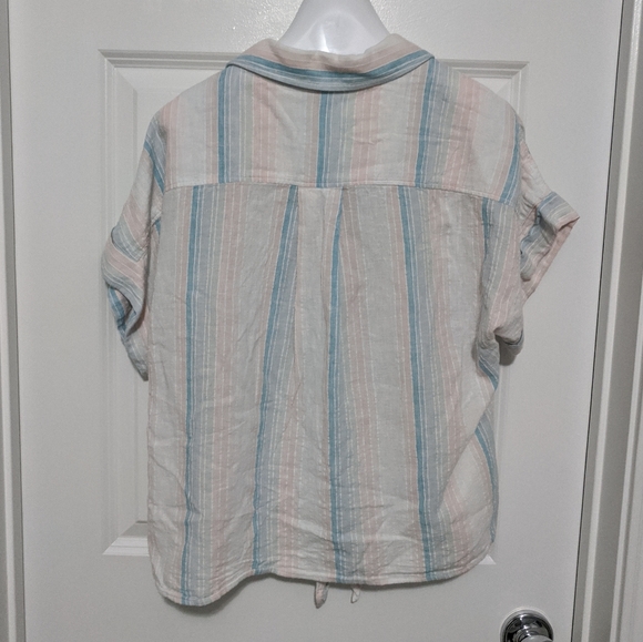 Anthropologie Cloth & Stone Liya Linen Tie Top L - Picture 2 of 5